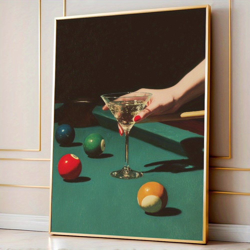 Office Furniture Loft - 1pc Vintage Biljart Cocktail Poster, Frameloze