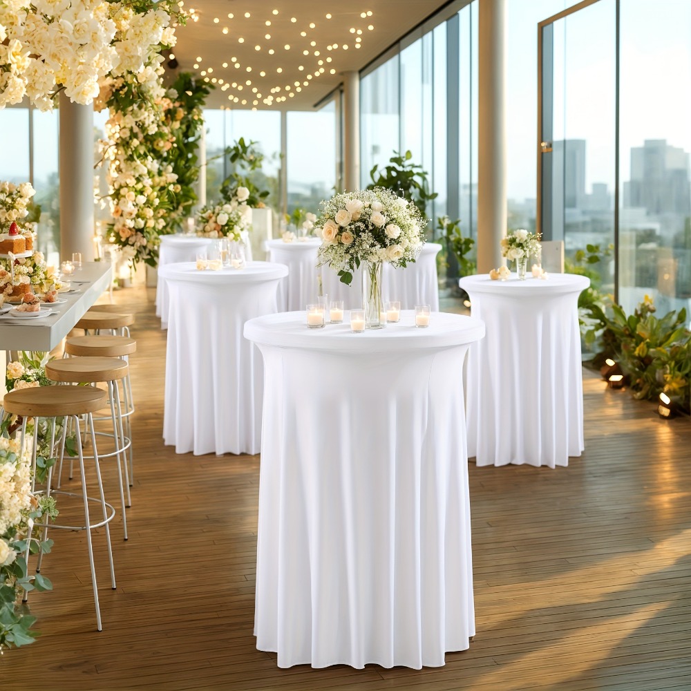 Conference Table Round - Effen kleur hoog rekbaar rond tafelkleed