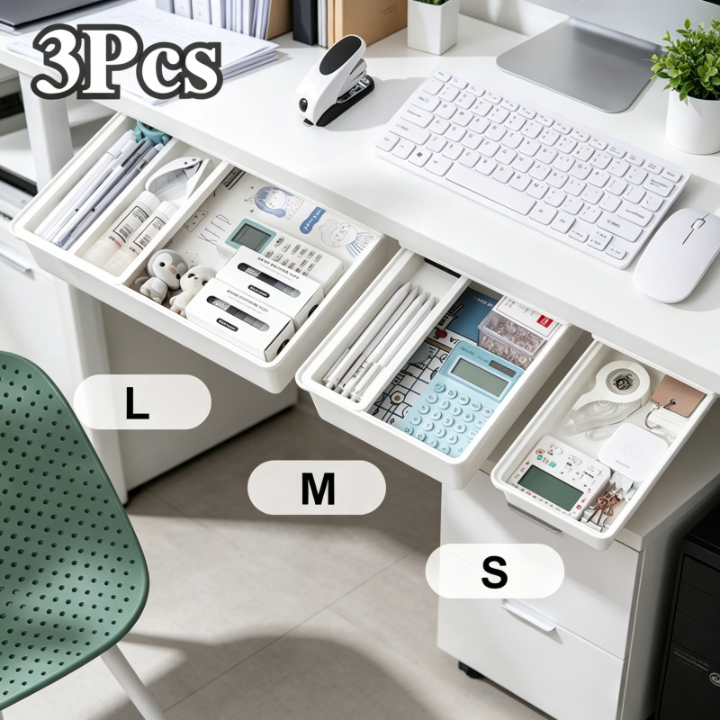 Office Furniture Cabinets - Verborgen opbergdoos Bureau-opberglade Zelfklevende plastic tafelopberghouder