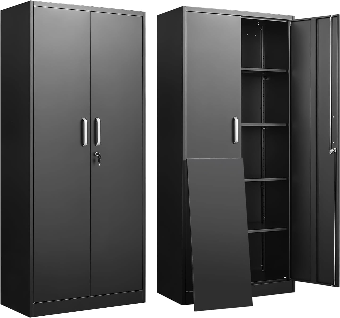 Office Furniture Cabinets - Metalen opbergkast met verstelbare planken Zwarte