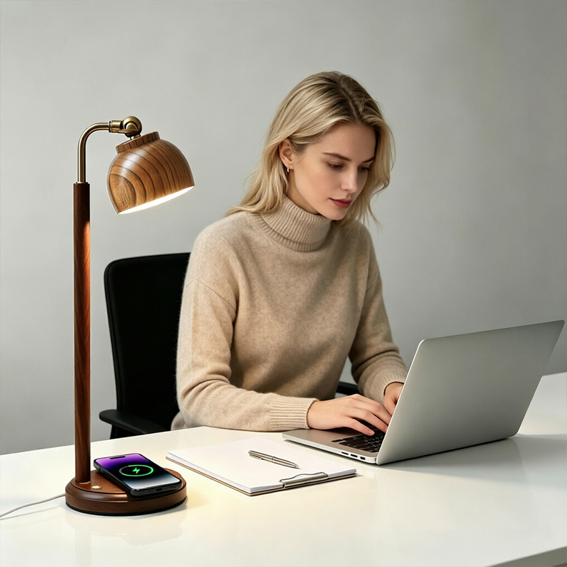 Walnoot tafellamp met 15W Qi d - Conference Table Round recensie en prijs